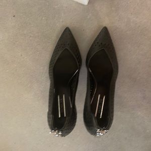 Rachel Zoe Black Heels with Silver Zipper Accent Size 7.5